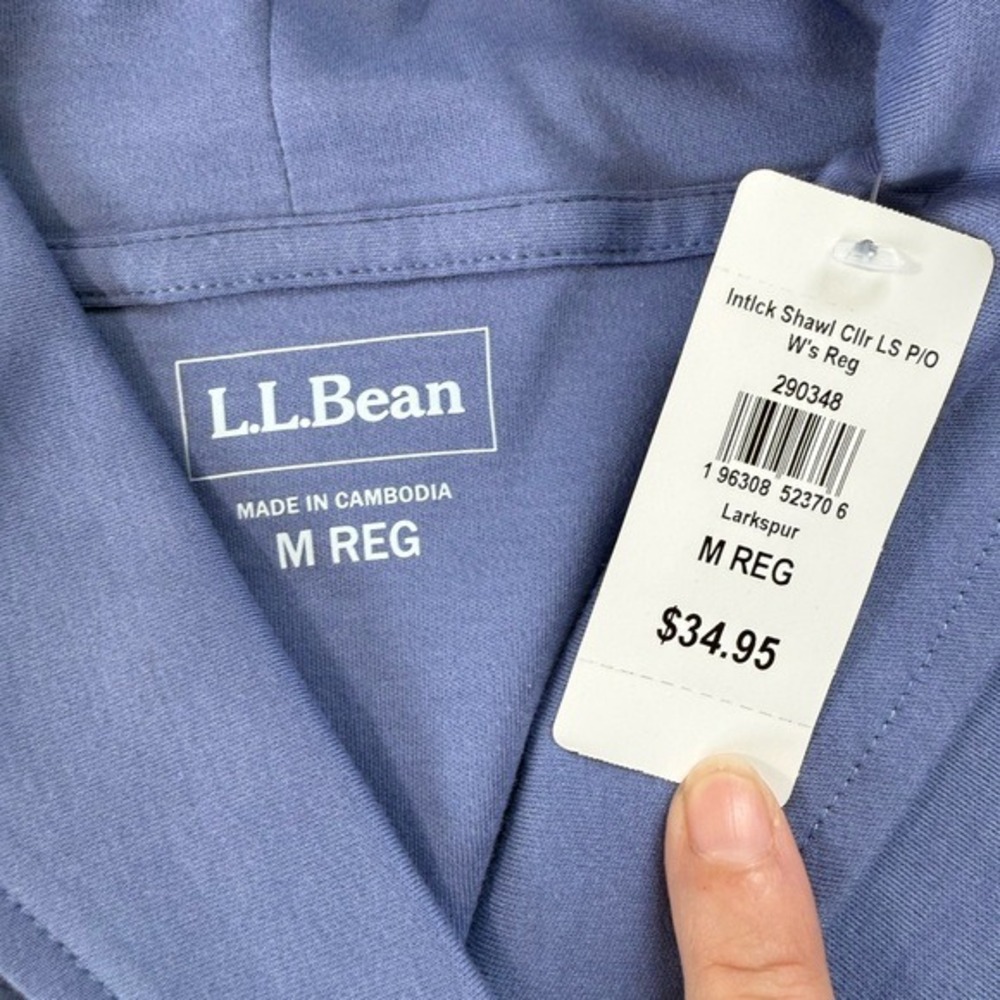 LL Bean Larkspur Interlock Pullover Shawl‎ Collar 290348 Women's Medium NWT - Picture 4 of 9
